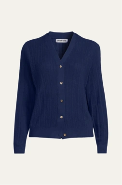 Rippstrick-Cardigan mit Seide
